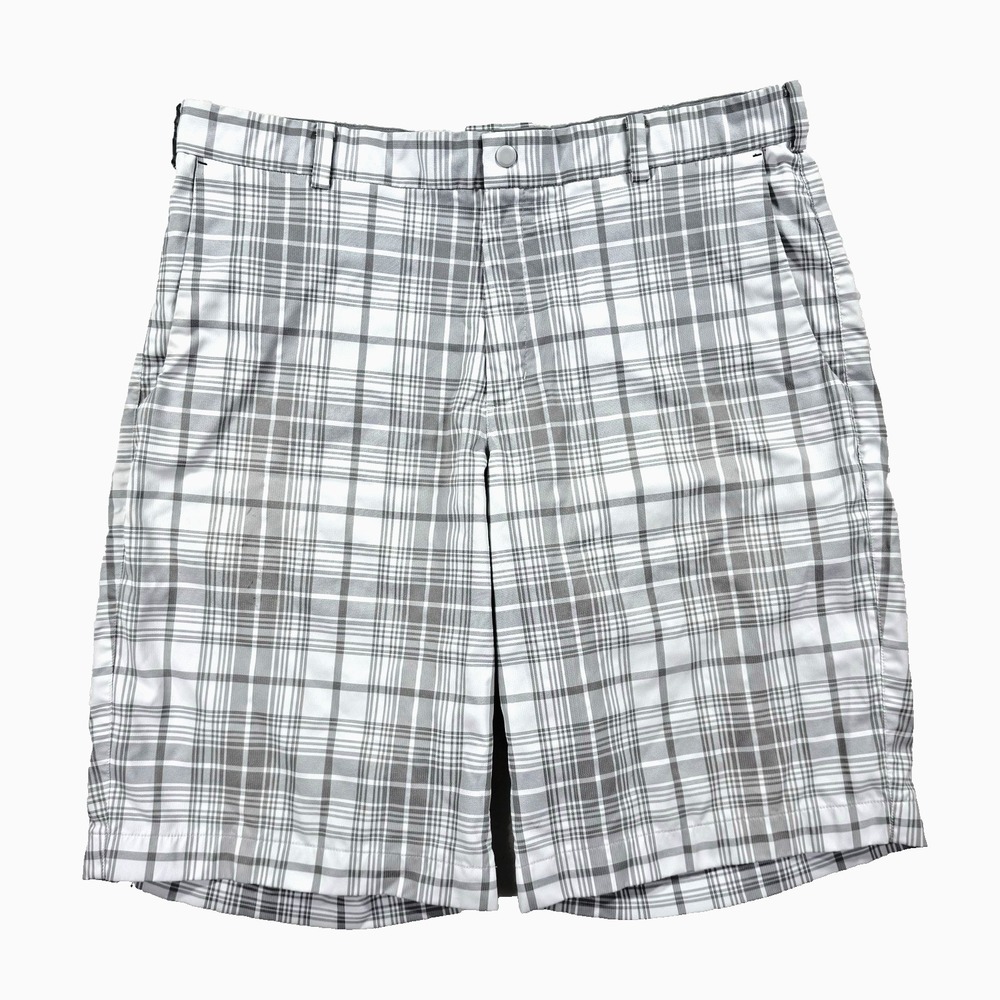 Nike Golf  Dri Fit Shorts Mens 36 Gray Plaid‎ Stretch Lightweight Outdoor Sports